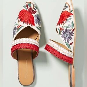 Anthropologie Paz Beaded Slides Mules